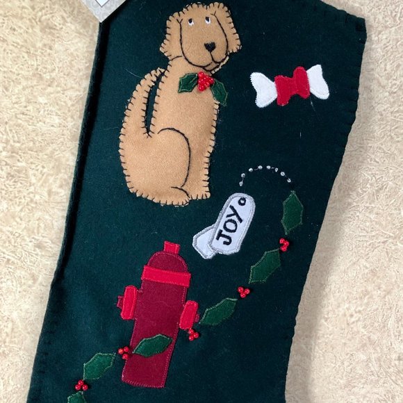 C & F Creations 20" 3D TOP Dog FELT Christmas Stocking Plush Textured Joy New - Picture 1 of 11